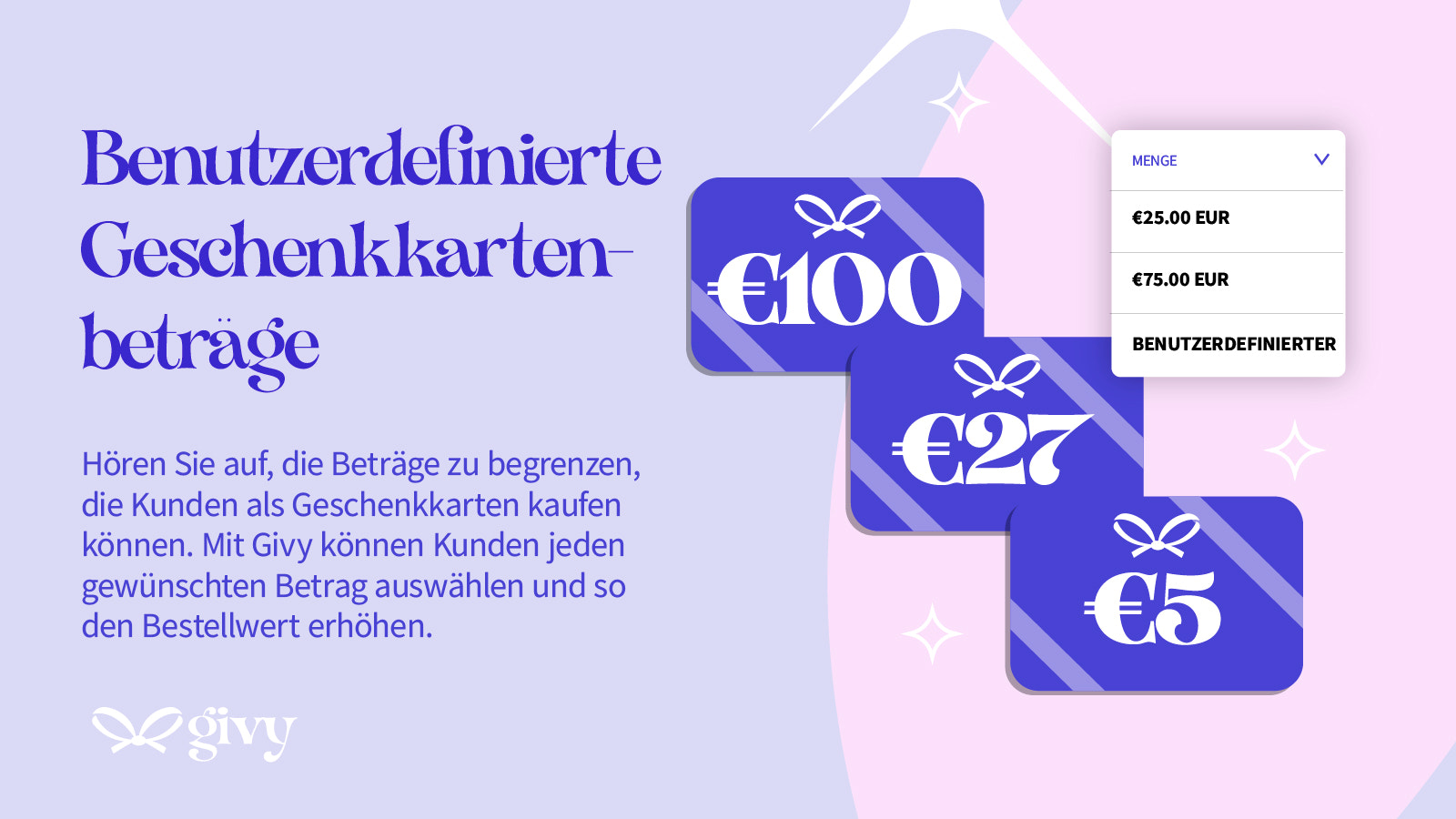 Benutzerdefinierte Geschenkkartenbeträge