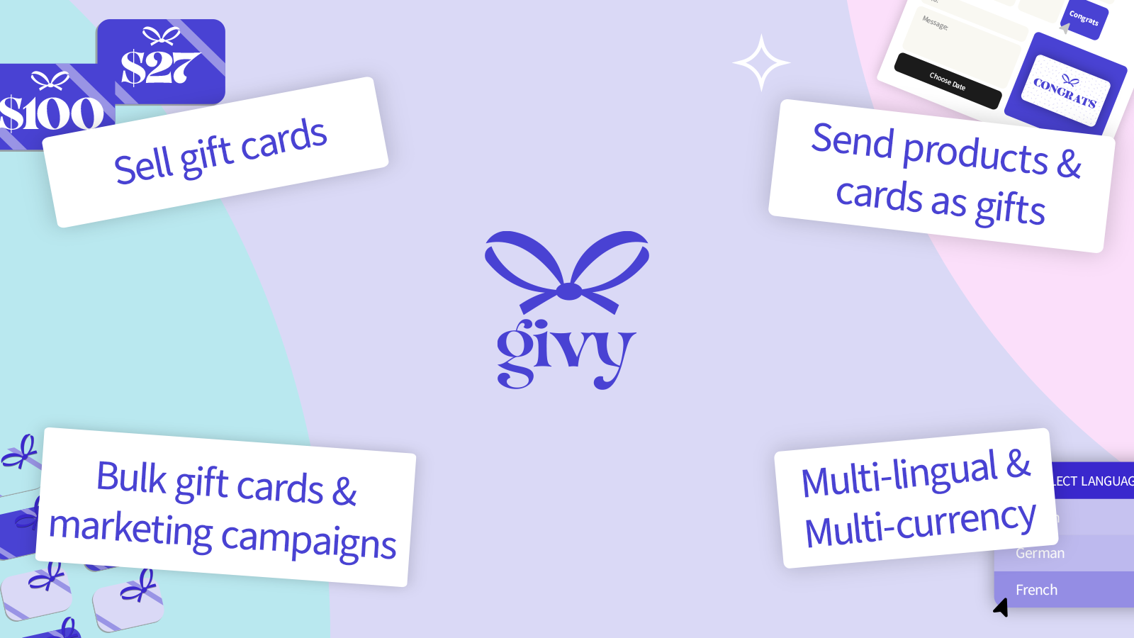 Givy product gifting gift cards bulk enterprise plus shopify