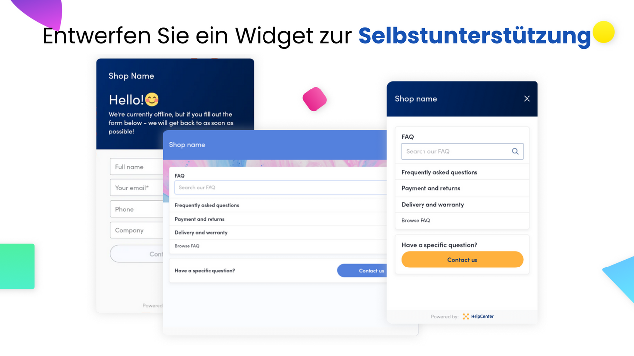 Hilfcenter App: KI-Chatbot Builder / Livechat Shopify App