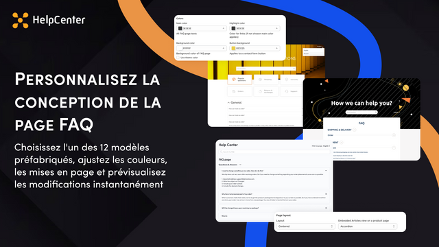 Centre d'aide: Chatbot IA et chat en direct Shopify app