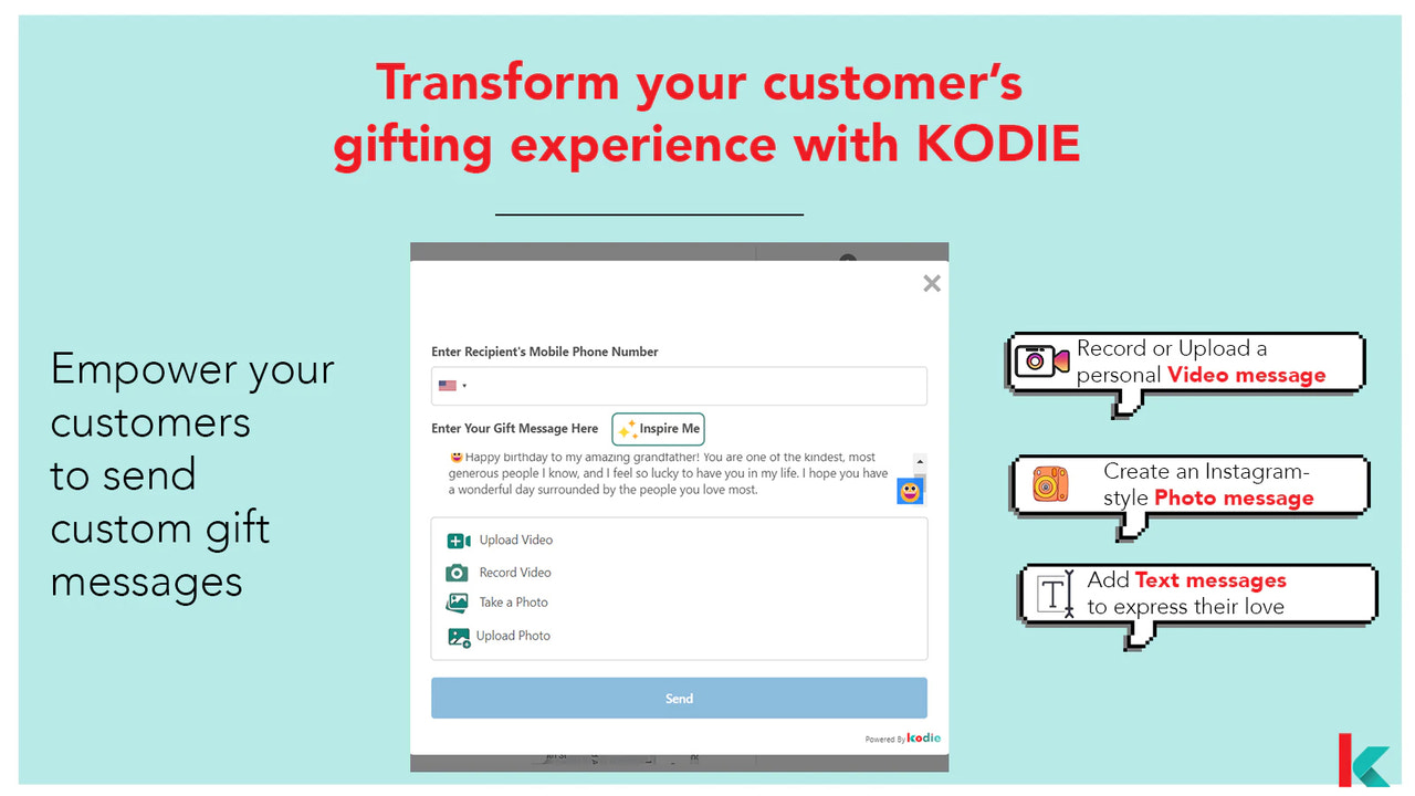 Kodie - Widget de message de cadeau