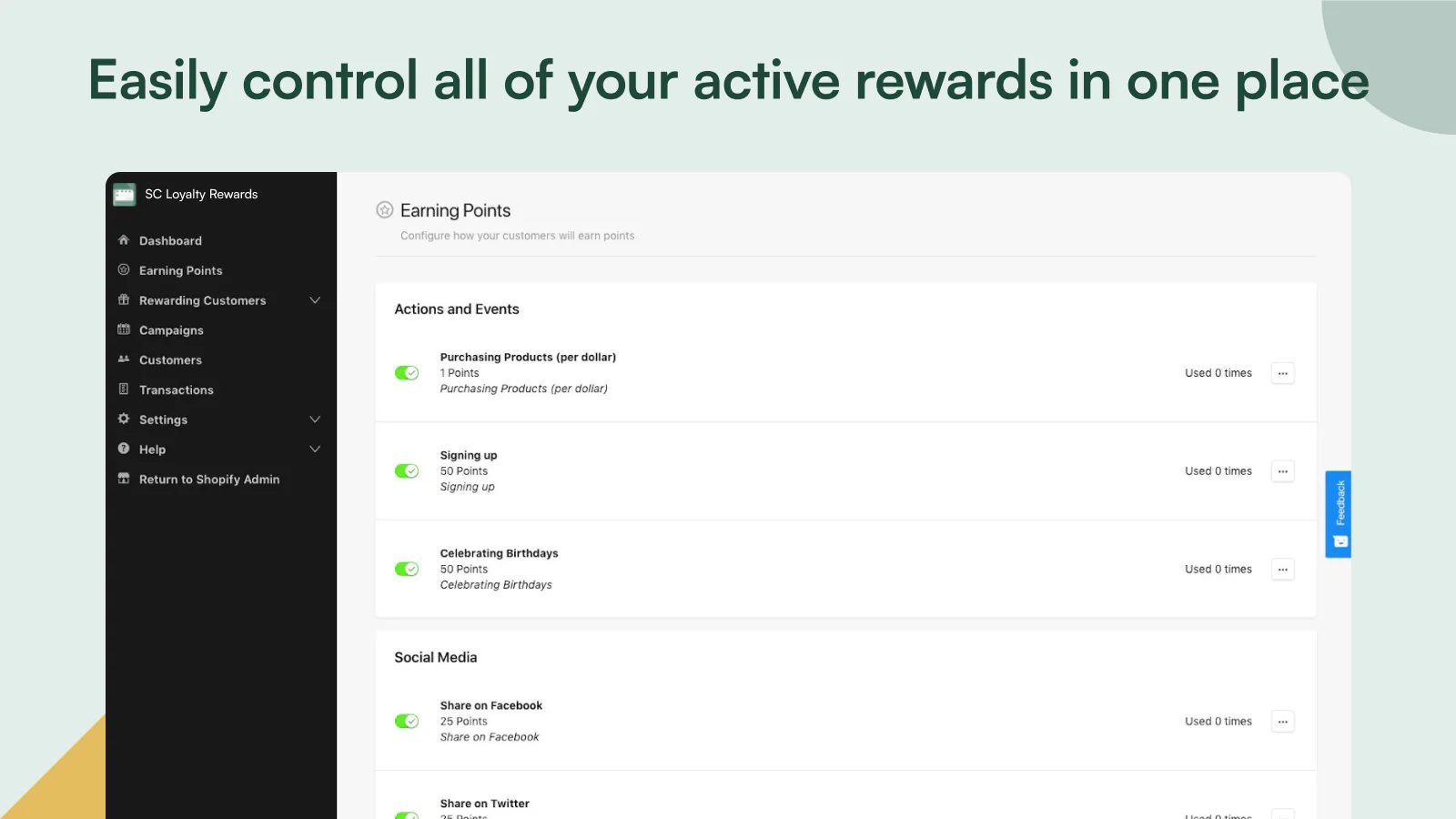 Easily control of your active rewards in one place