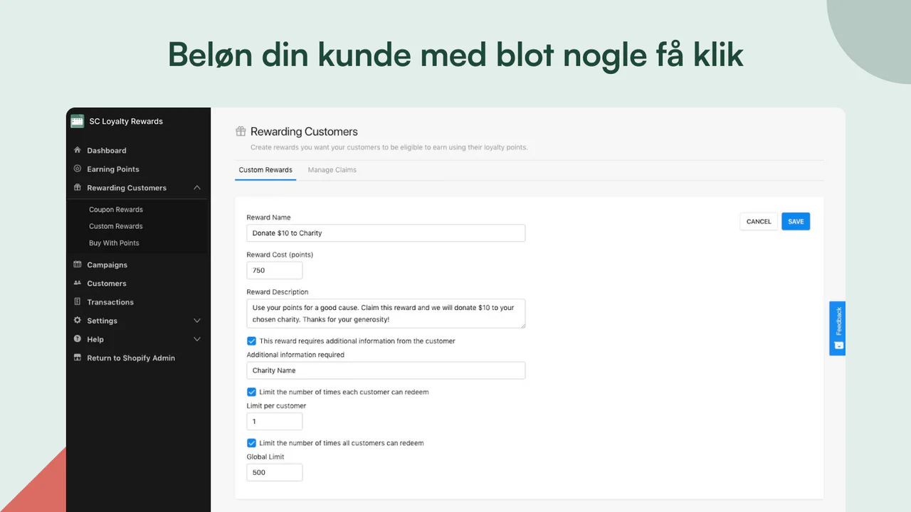 Beløn din kunde med blot få klik