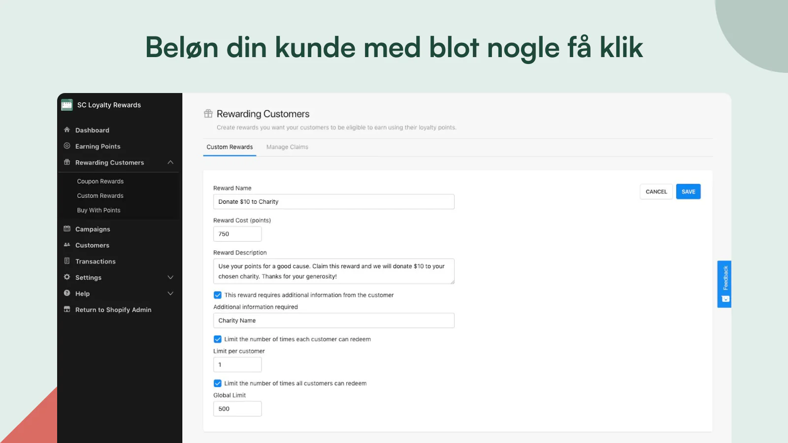 Beløn din kunde med blot få klik