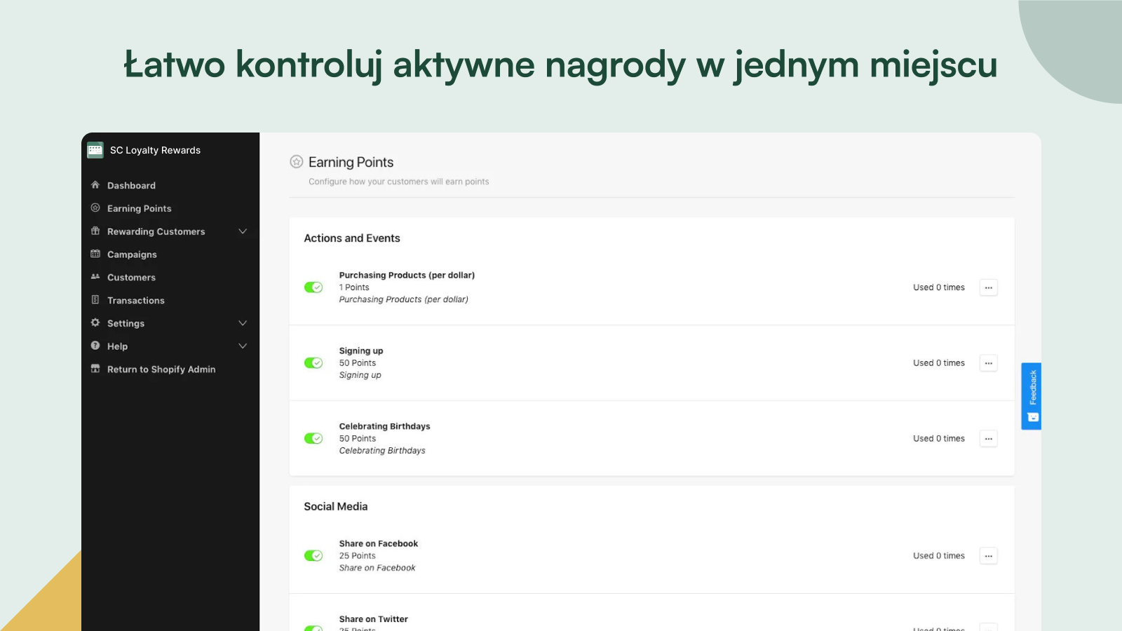 Łatwo kontroluj aktywne nagrody w jednym miejscu.