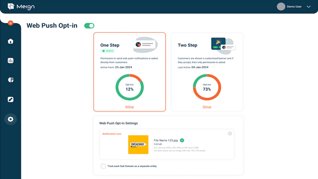 Capacidade de Opt-in de Push Web do Mergn