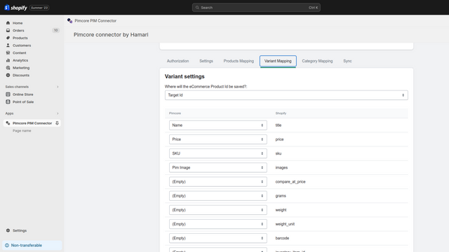 pimcore-shopify-mappage-variant