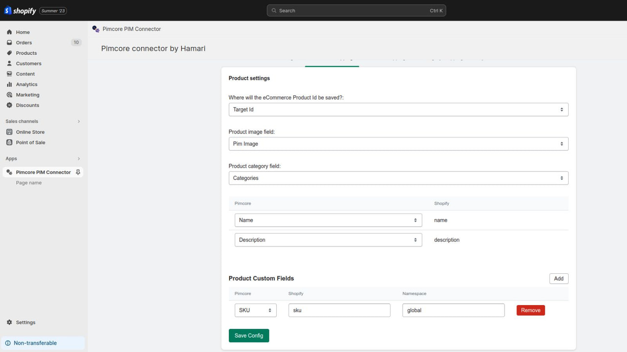 Pimcore-shopify-product-mapping