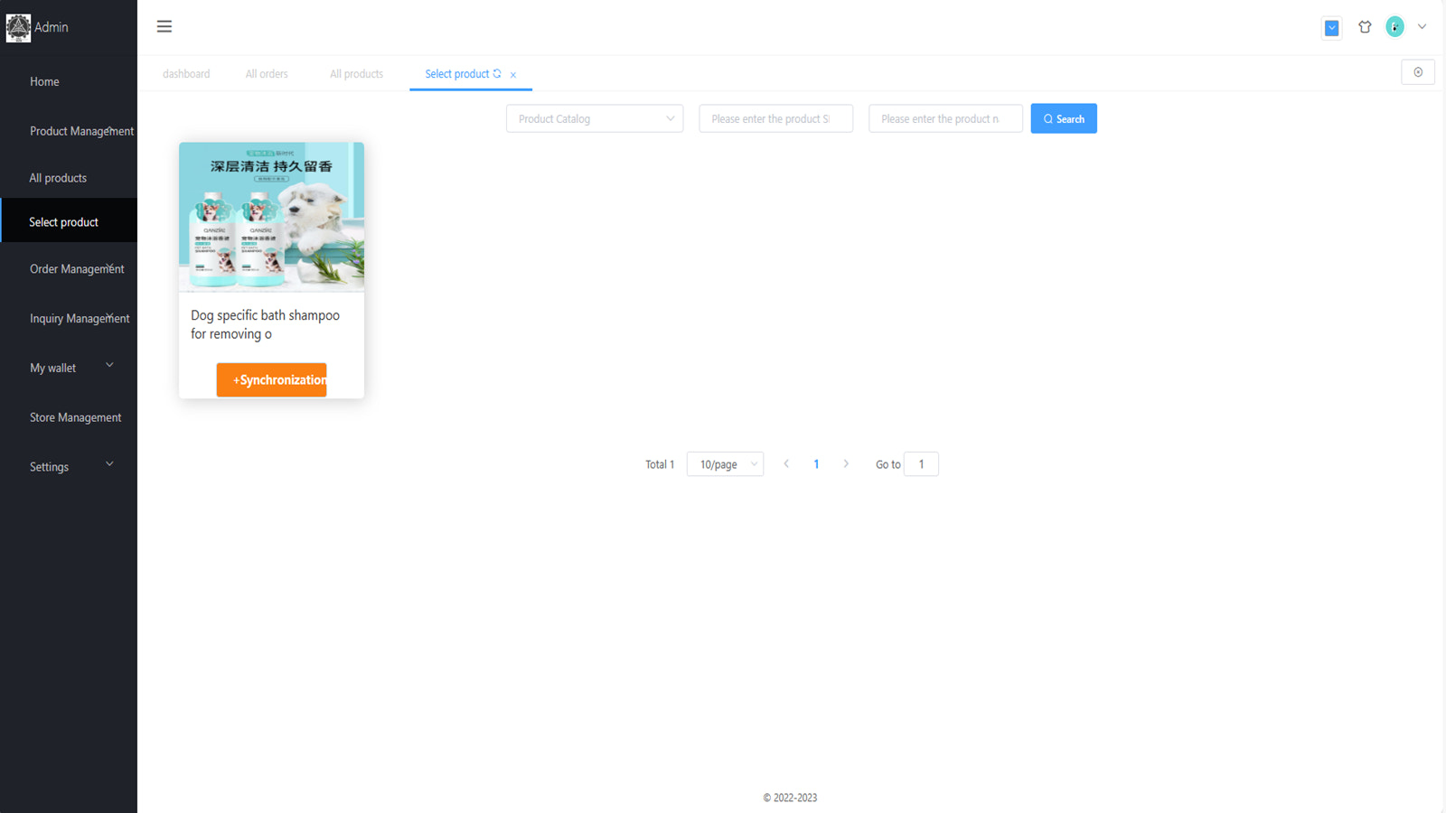 Synchronize products to Shopify store