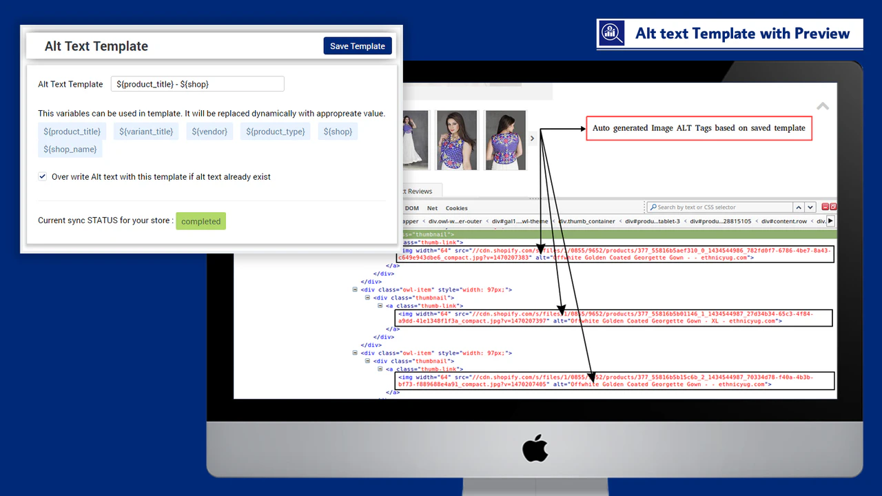 ALT-tags / tekst voor productafbeeldingen, dynamisch en automatisch