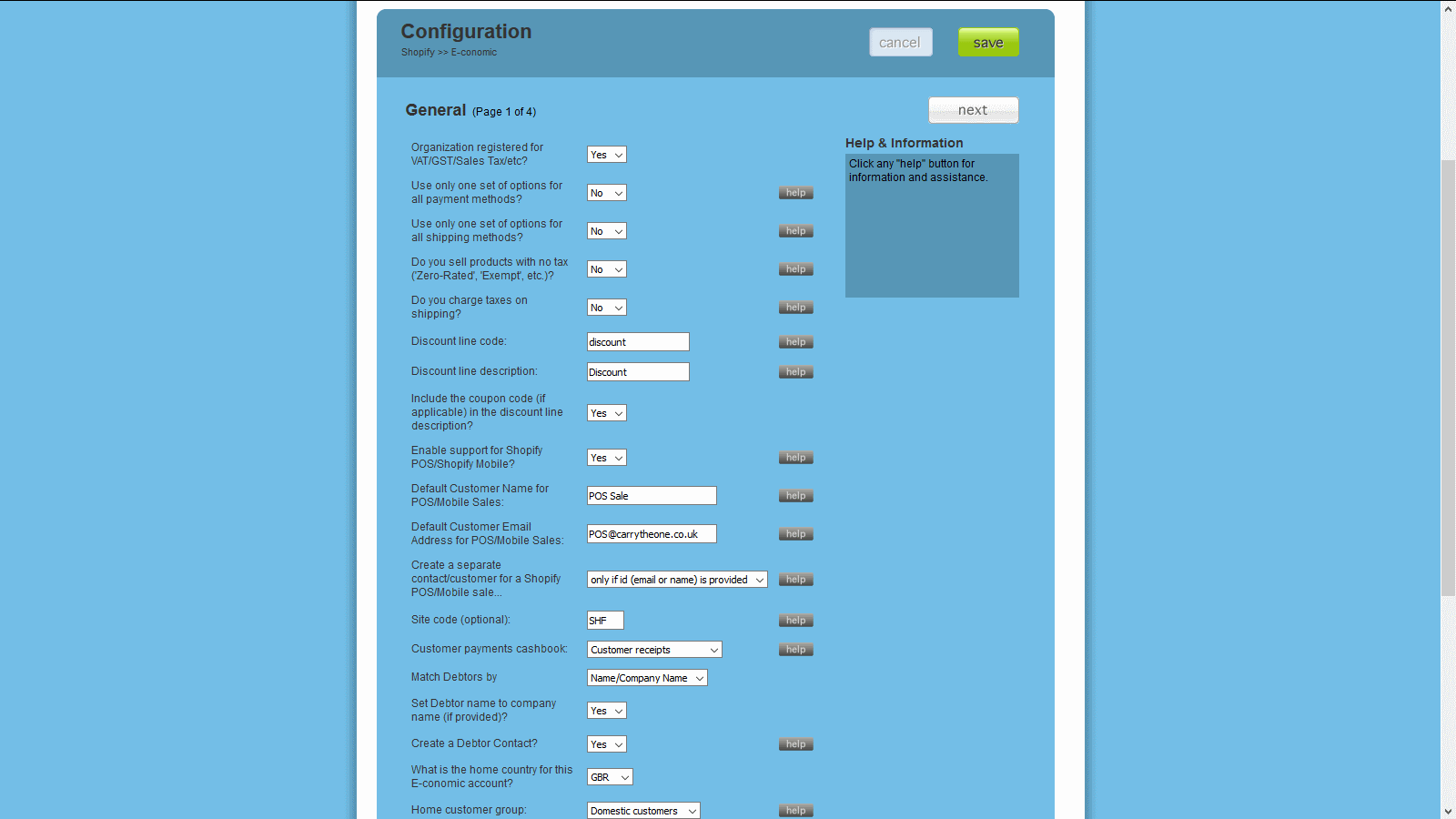 Configuración General