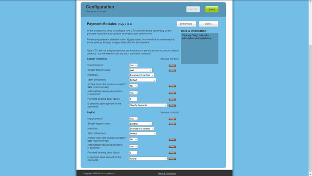 Creditnota's Configuratie