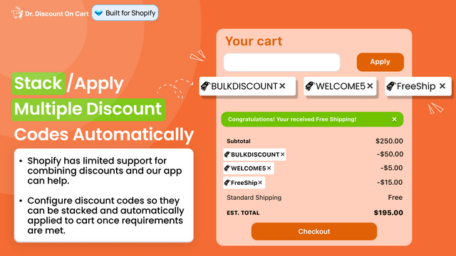 Stack Discount Codes On Cart + Multiple Automatic Discounts