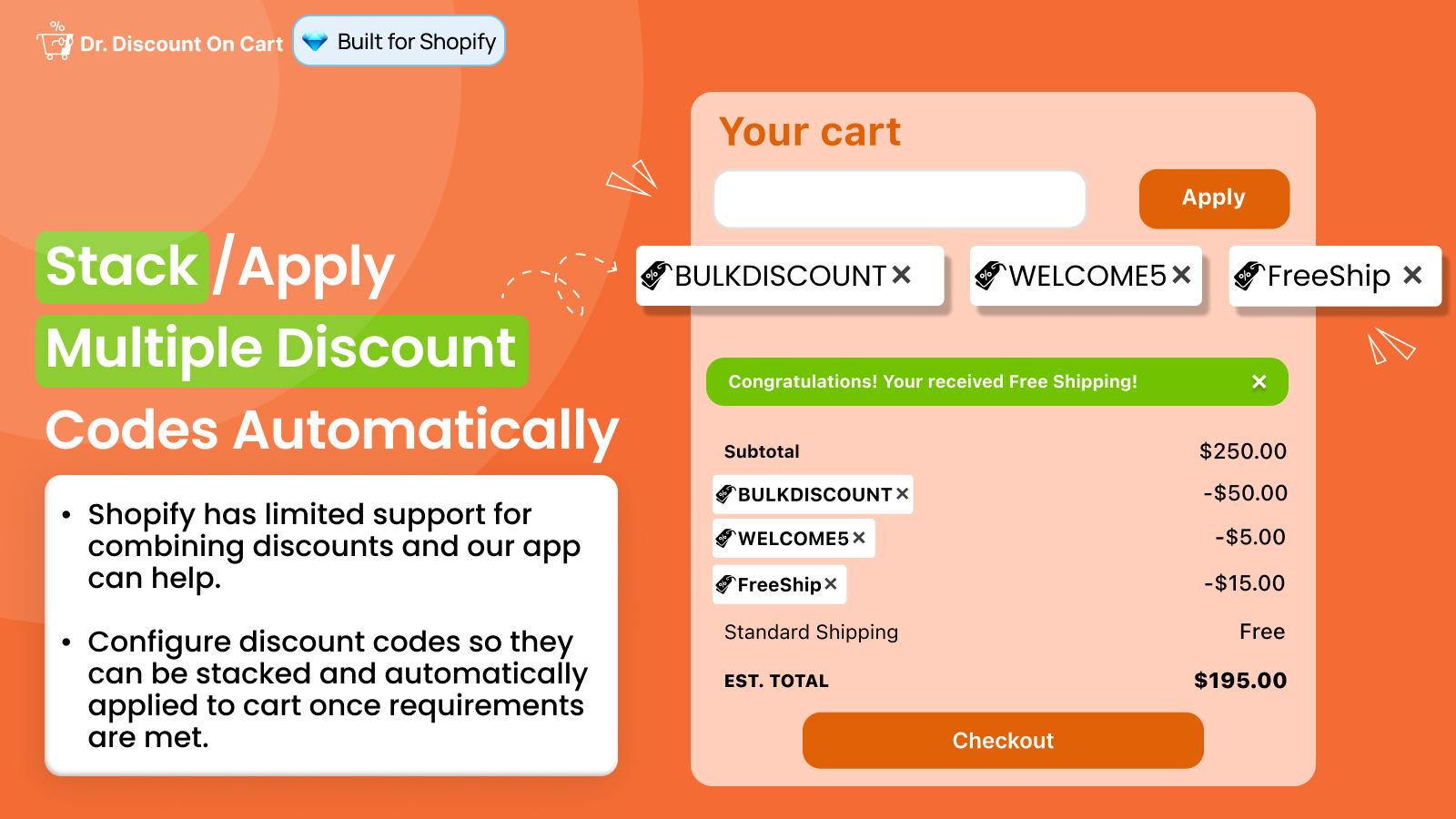 Stack Discount Codes On Cart + Multiple Automatic Discounts