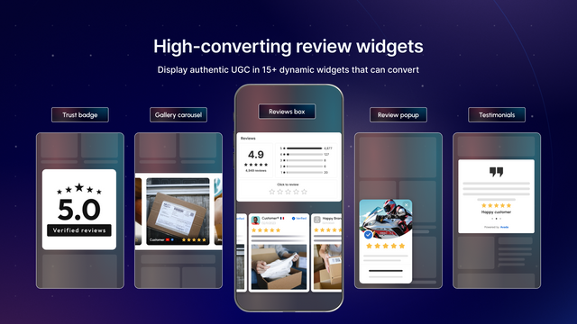 Display authentic reviews in various widgets that help convert 