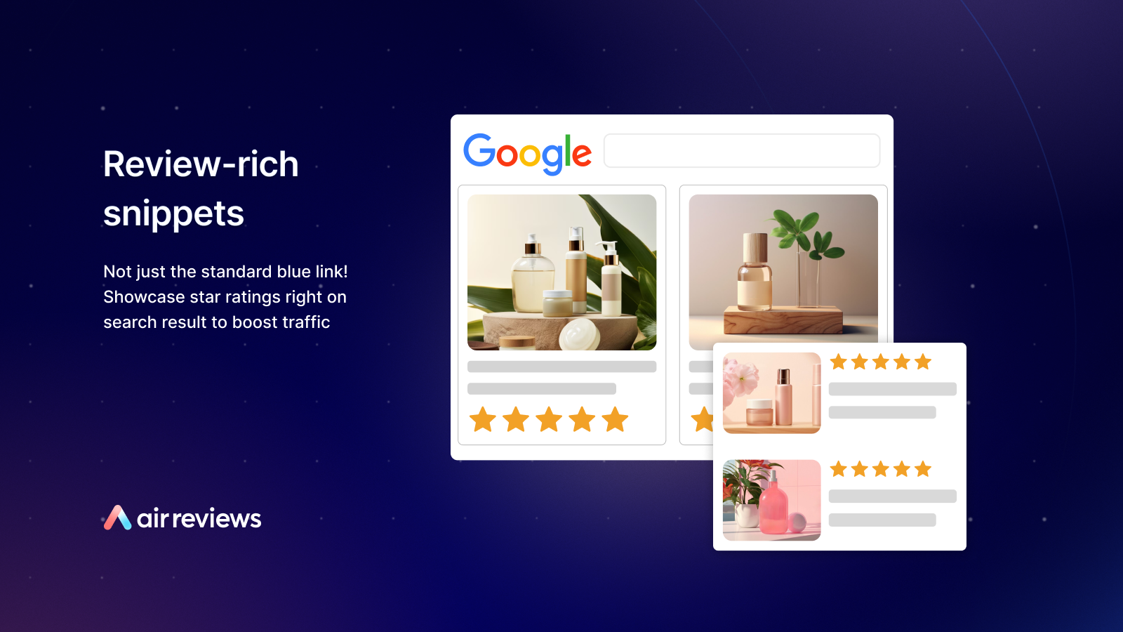 Review-rich snippets showcase star ratings on search result