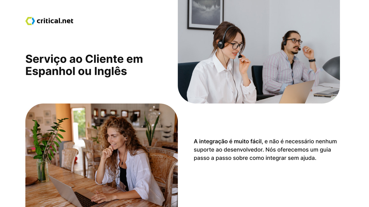 Serviço ao Cliente em Espanhol ou Inglês