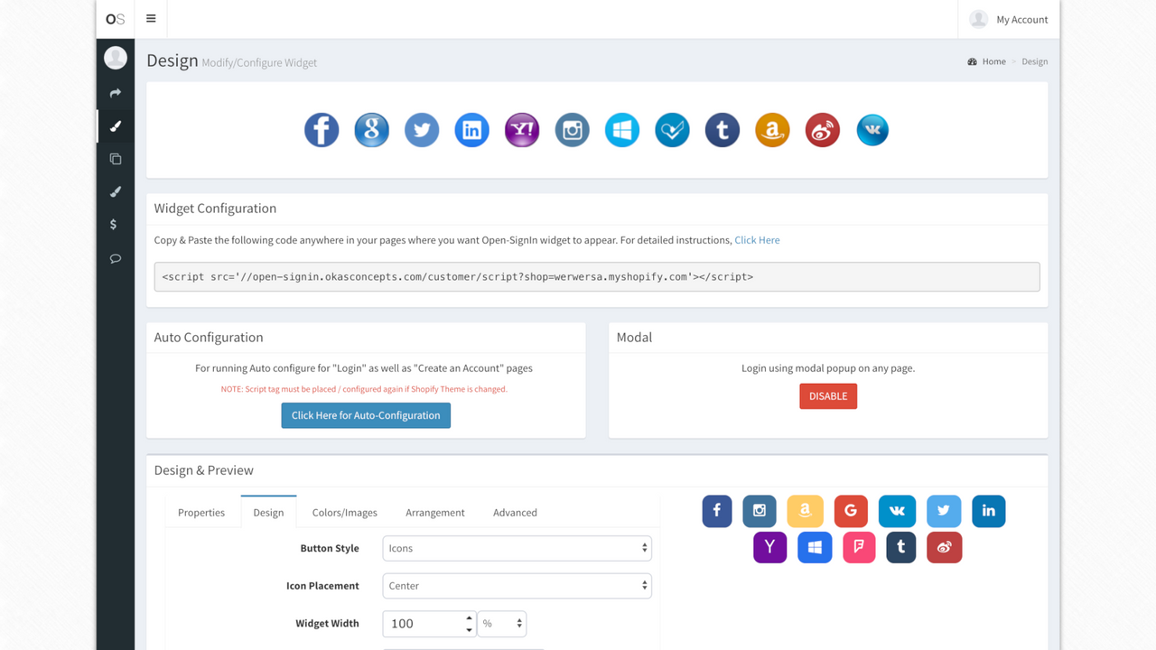 Social Login-tilpasninger