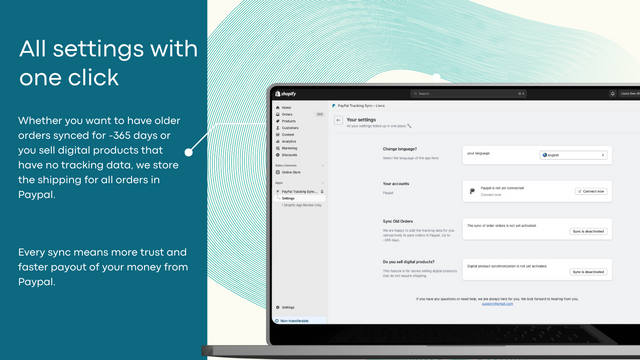 PayPal Tracking Sync - Settings