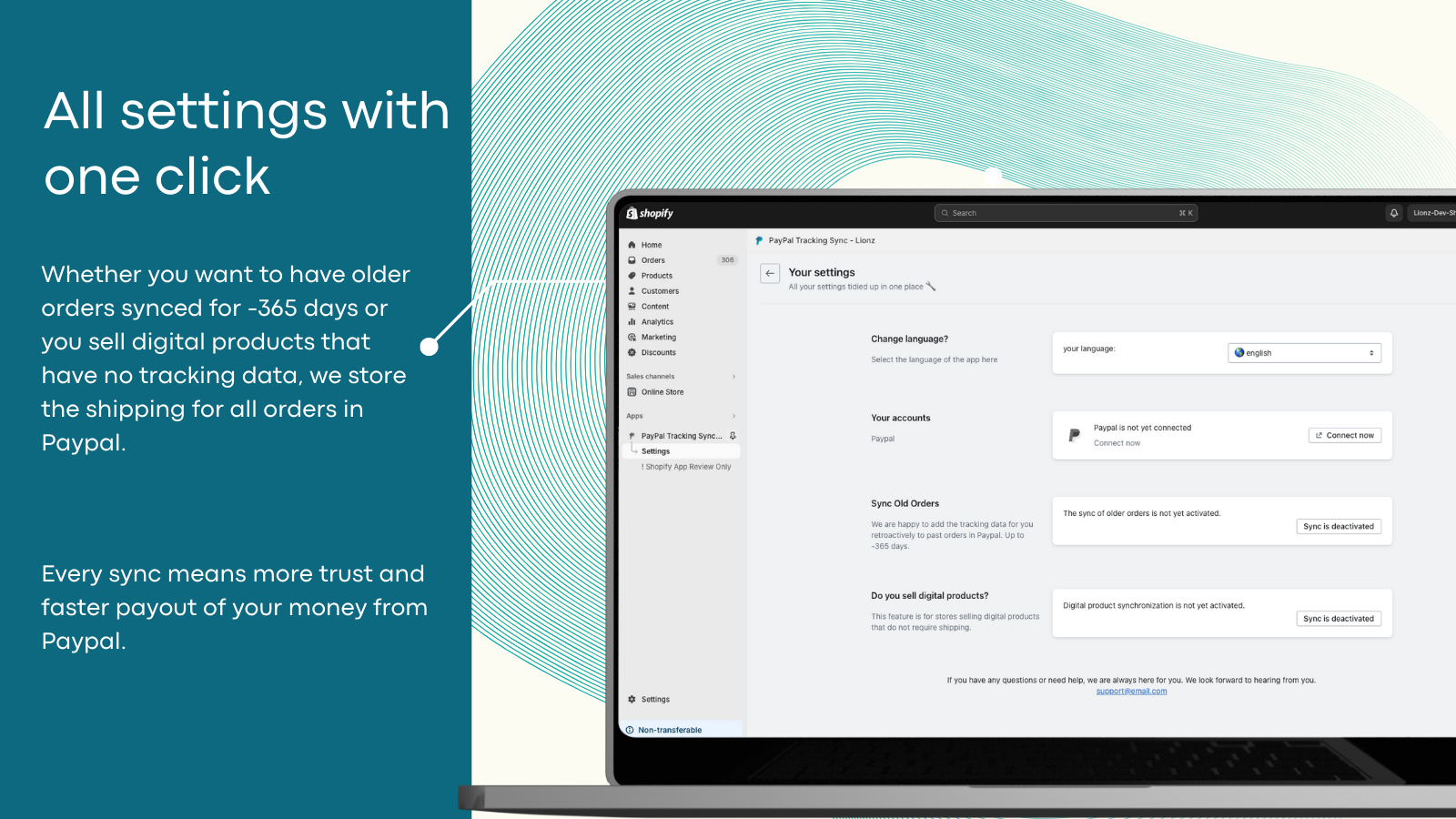 PayPal Tracking Sync - Settings