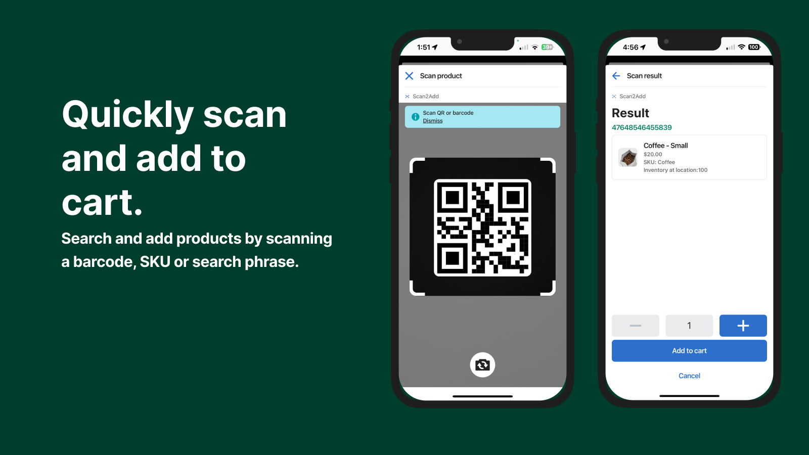 showing product scanning point of sale barcode and qr code scann