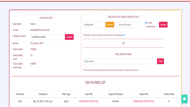 Busca usando una exportación CSV o con una sola dirección de correo electrónico.