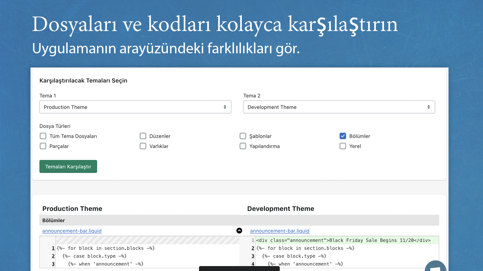 Tema Dosyası Fark Kontrol Listesi