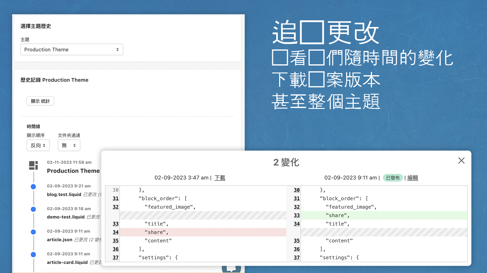 跟蹤主題歷史並下載備份