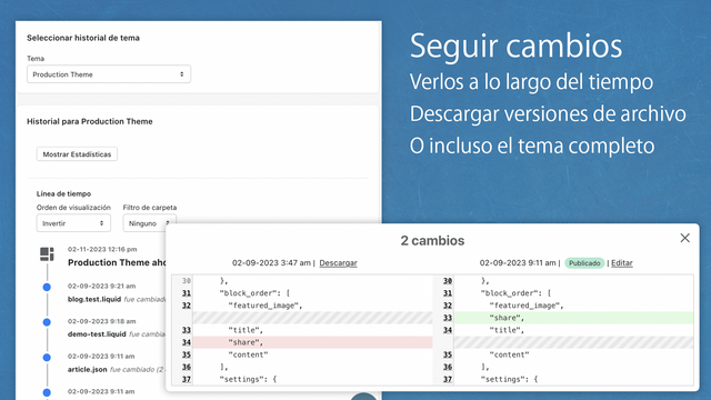 Sigue el historial de temas y descarga copias de seguridad