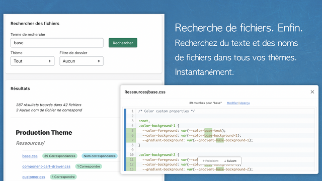 Chercher des fichiers de thème et des dossiers de thème