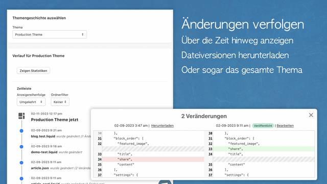 Verfolgen Sie die Themenhistorie und laden Sie Backups herunter