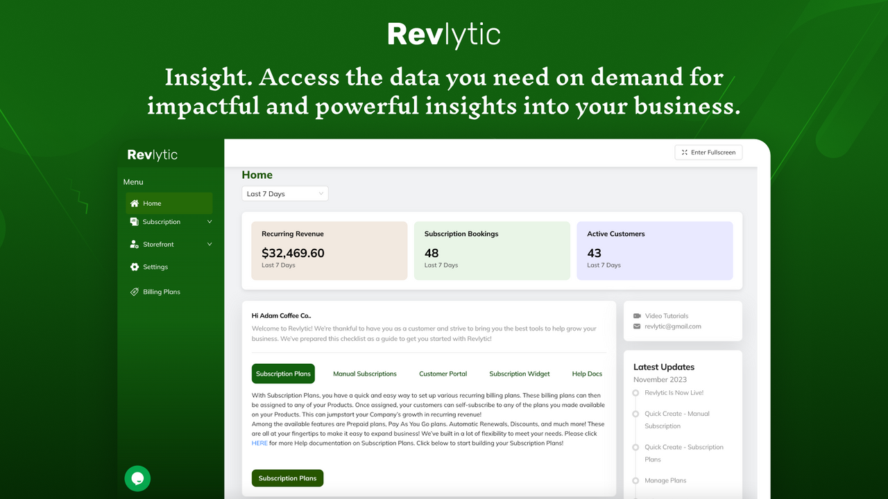 Revlytic Subscriptions Screenshot