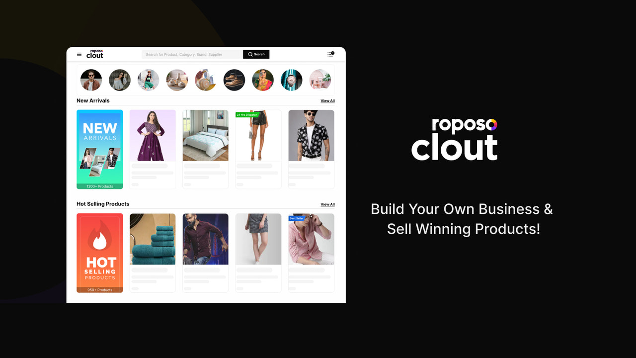 Roposo Clout Dropshipping - Sell winning products across India