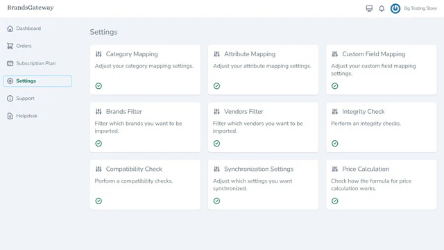 Configuración de la aplicación BrandsGateway