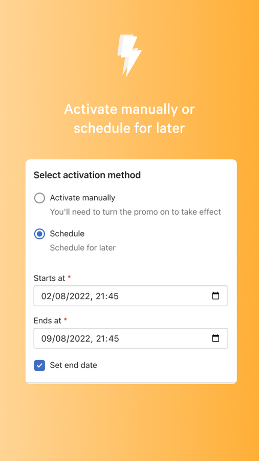 Screenshot of mobile scheduling section