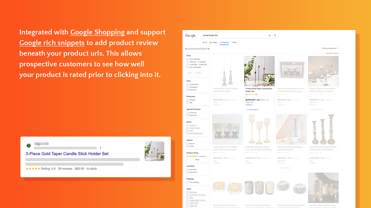 Support Google rich snippets and integrated with Google Shopping