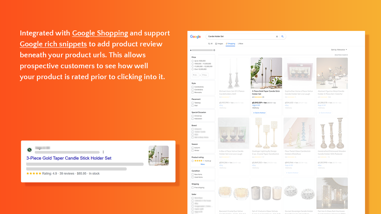 Ondersteunt Google rich snippets en geïntegreerd met Google Shopping