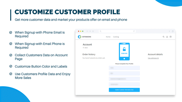 用户可以在帐户页面上输入他们的电子邮件ID