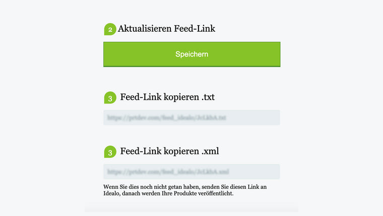 Feed für Idealo Screenshot