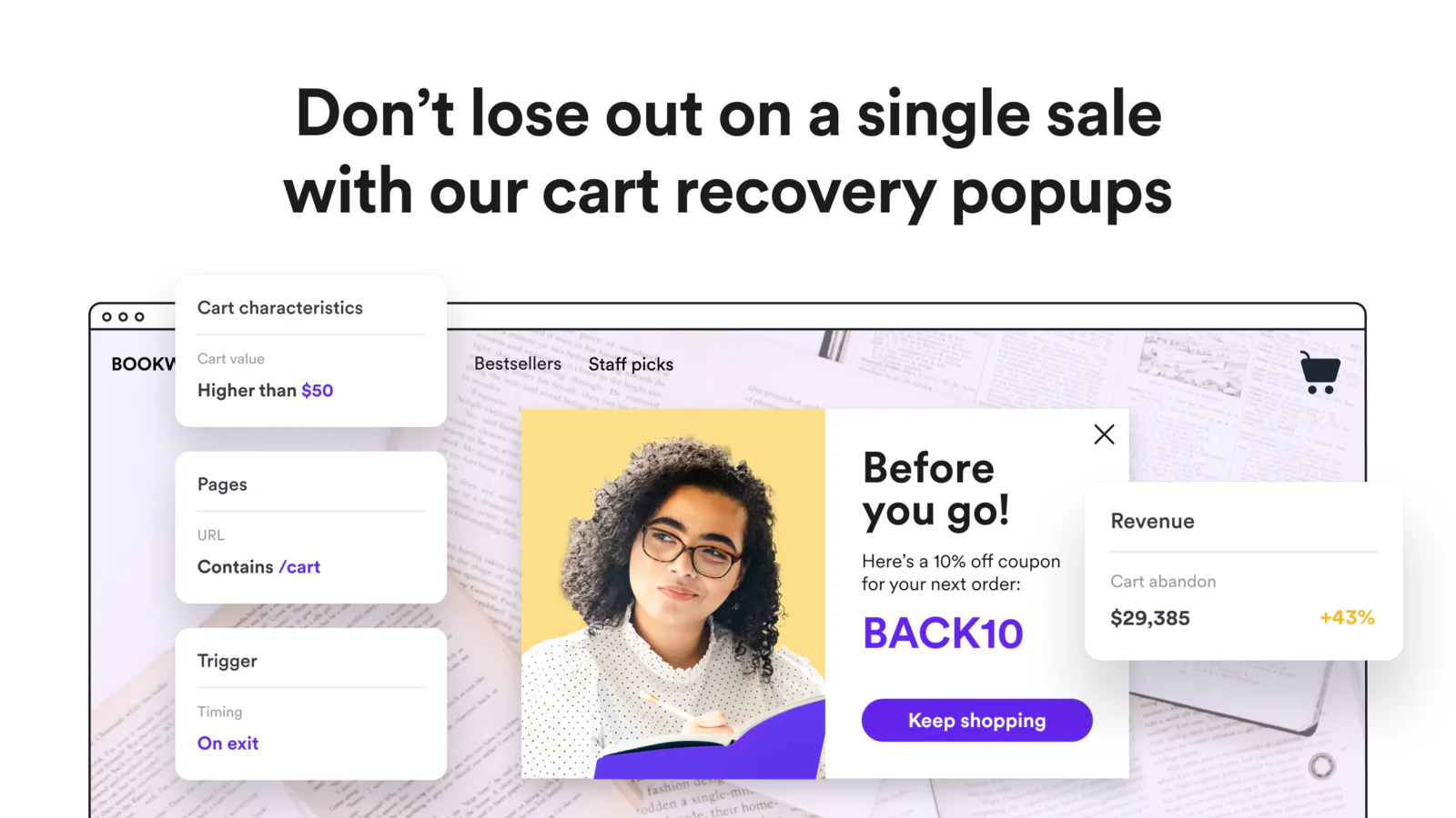 Use exit popups to rescue abandoned carts