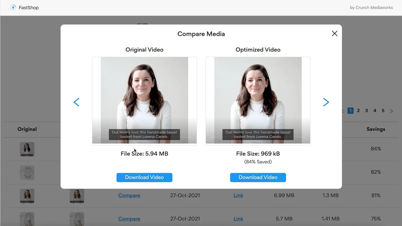 Comparar medios originales con optimizados