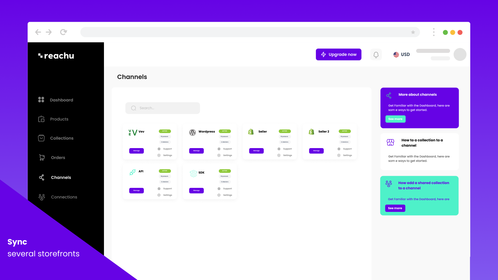 Add and control multiple channels