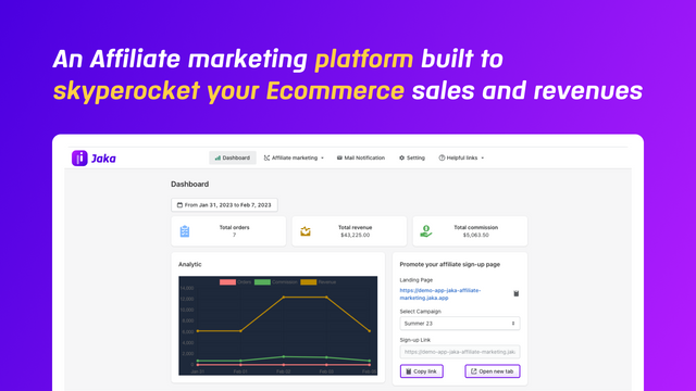 Affiliate Program Shopify-app - daskboard