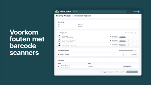 Bestelling inpakken en verzendlabels maken