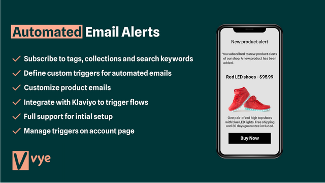 Vye: Alertas de Email Automatizados. Principais Recursos