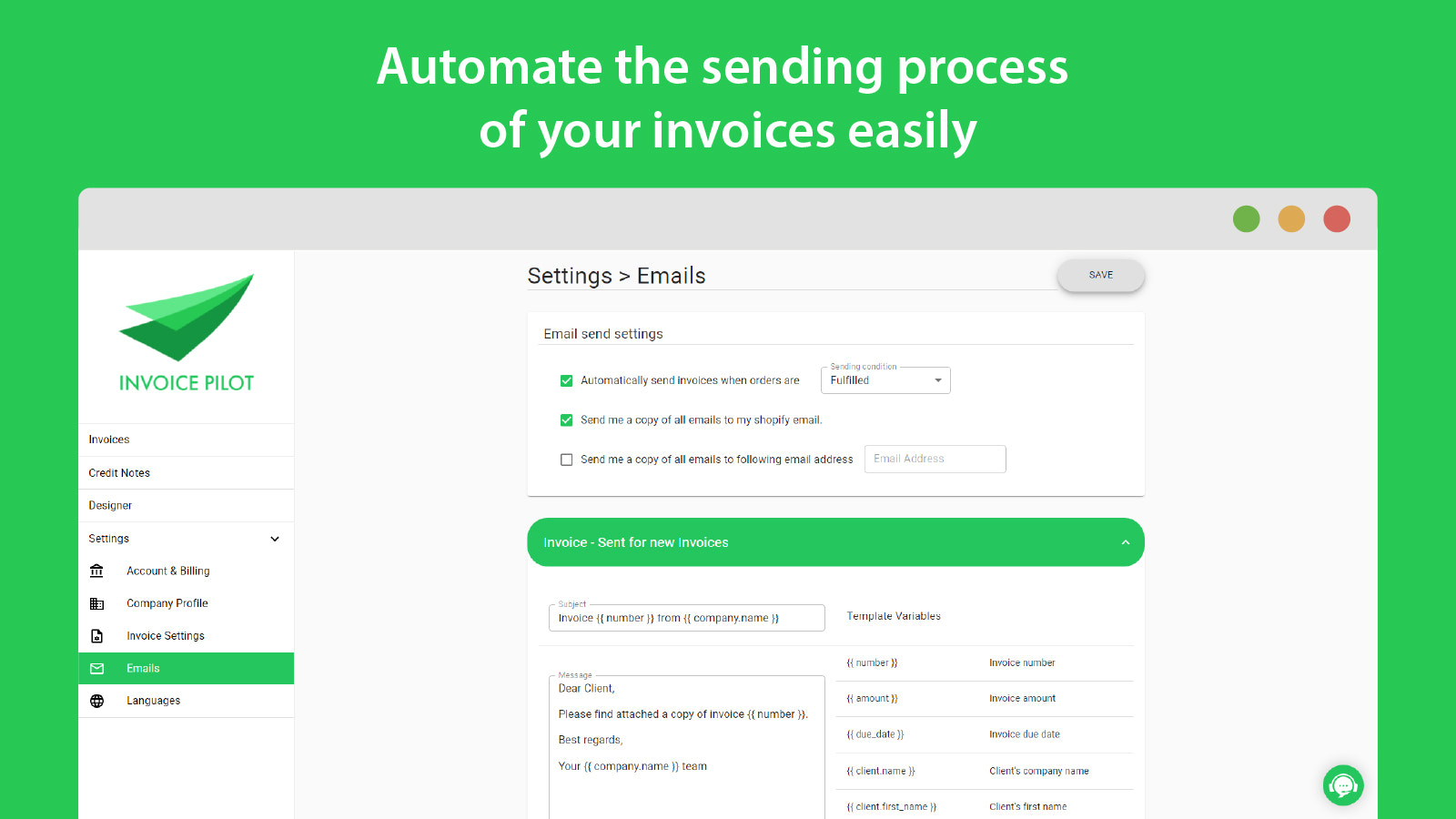 Automate the sending process of your invoices easily