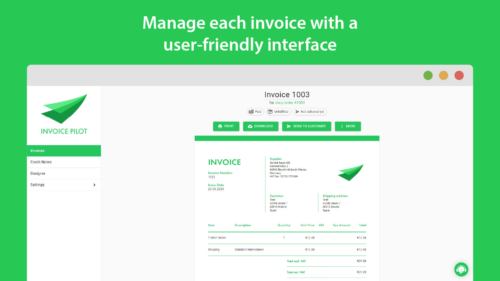 Gerencie cada fatura com uma interface amigável ao usuário