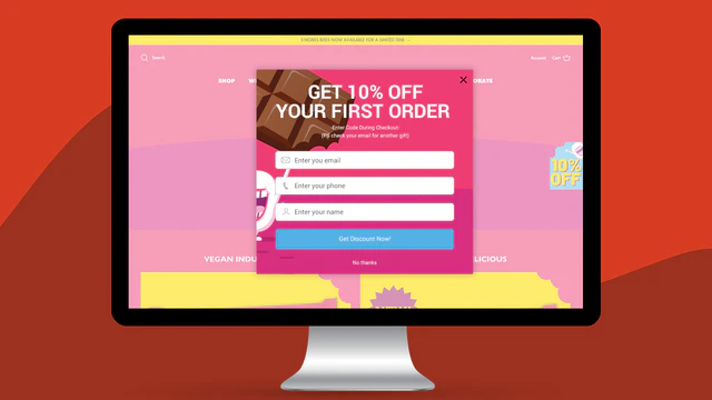 Pop-up - voorbeeld van promotie op de site