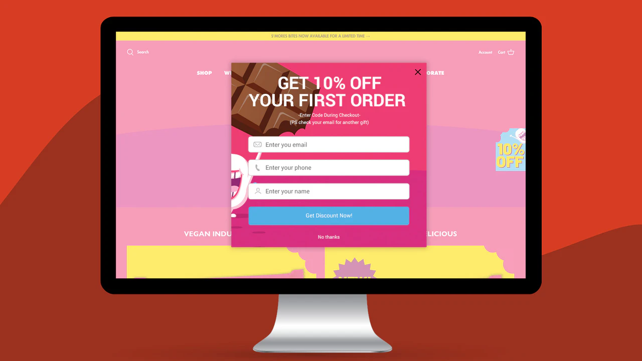 Pop-up - exemplo de promoção no site