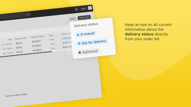 Delivery Status shown in Shopify Admin